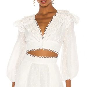 Zimmermann Bellitude Scallop Crop Top in Ivory